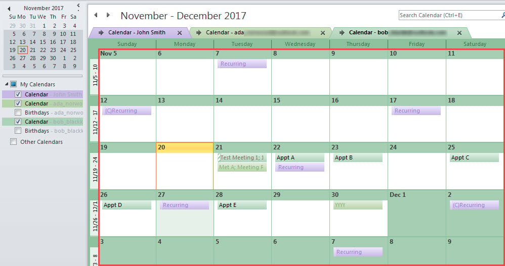 Overlaid Calendars