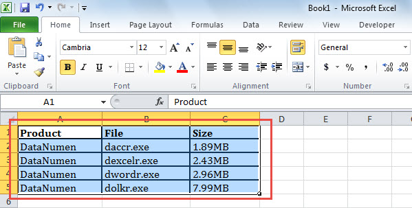 Paste Table into Worksheet