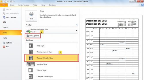 How to Quickly Print the Specific Days of a Weekly Calendar in Your Outlook