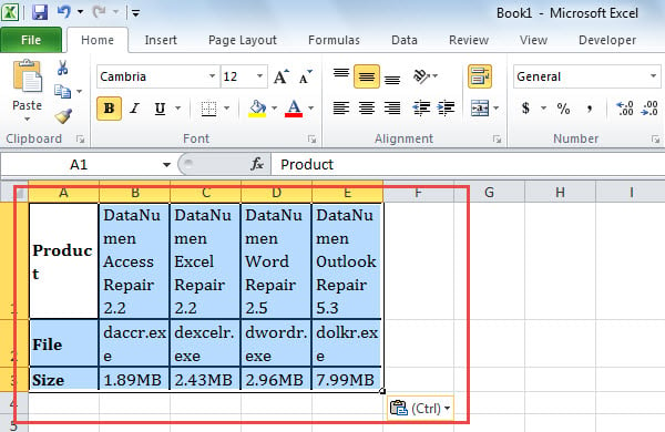 Transposed Rows and Columns