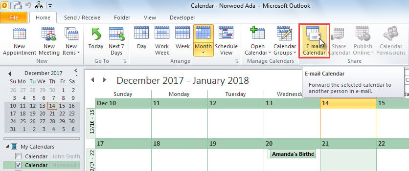 E-mail Calendar