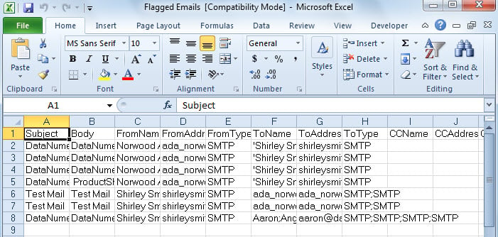 Exported Excel File