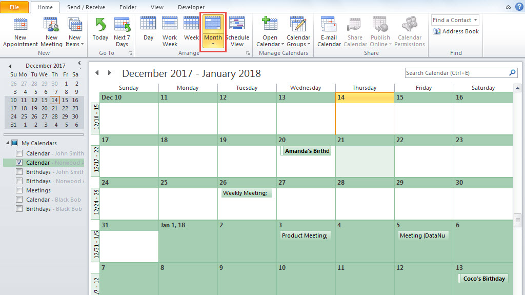 Monthly Calendar