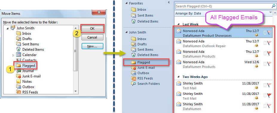 Move All Flagged Emails to the New Folder