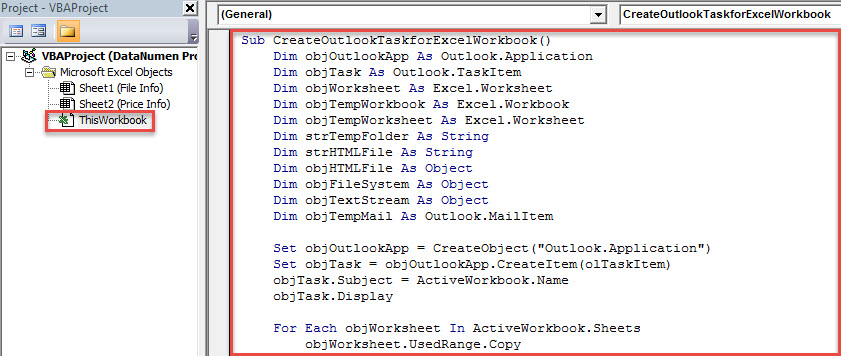 VBA Code - Copy Excel Workbook to Body of an Outlook Task