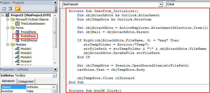 "frmEditNote" Code