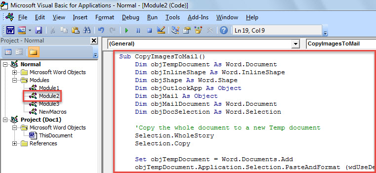 Put VBA Code into Word VBA Editor