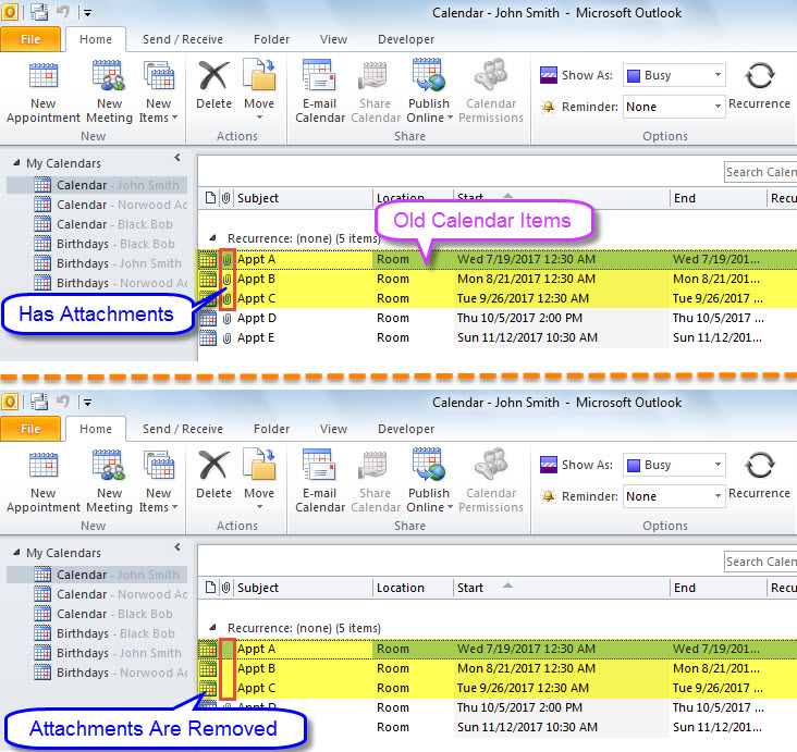 Removed Attachments from Outdated Calendar Items