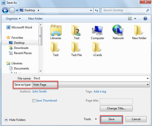 Save Document as Web Page