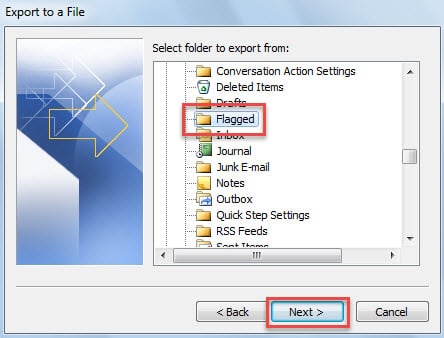 Select Folder to Export From