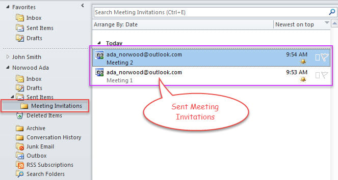 Sent Meeting Invitations