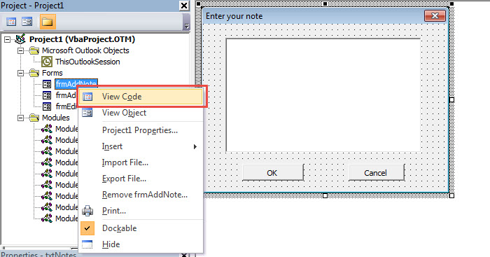 View Code of "frmAddNote"