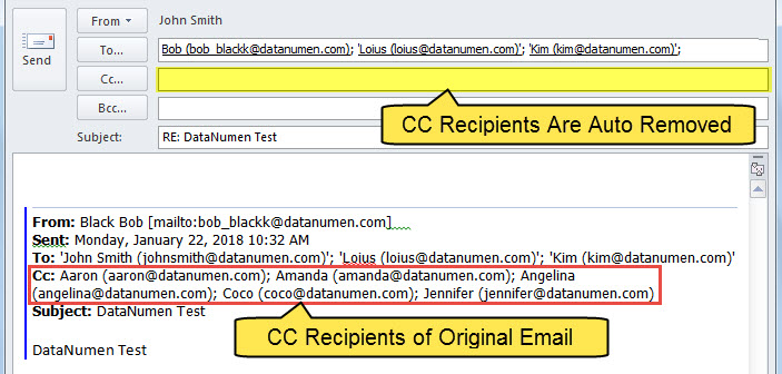 Original "CC" Recipients Are Removed