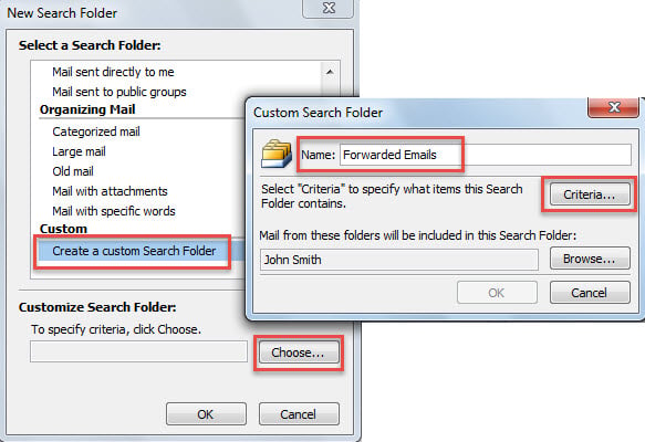 Create a custom search folder