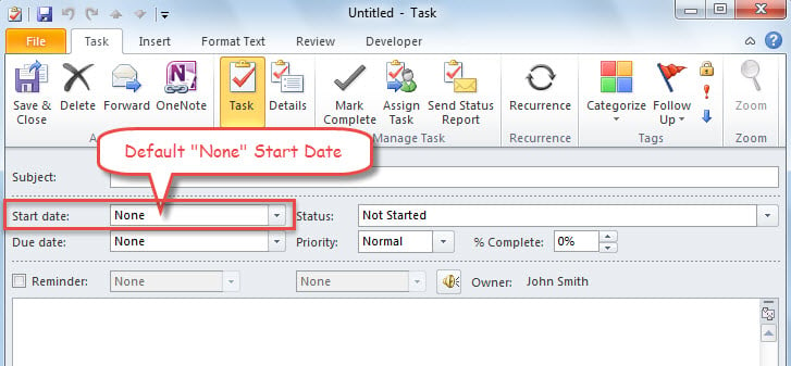 Default "None" Start Date