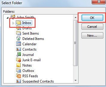 Select Outlook Folder