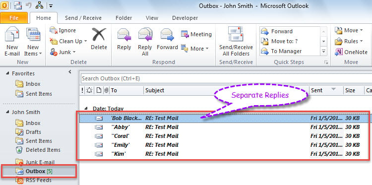 Separate Replies in Outbox