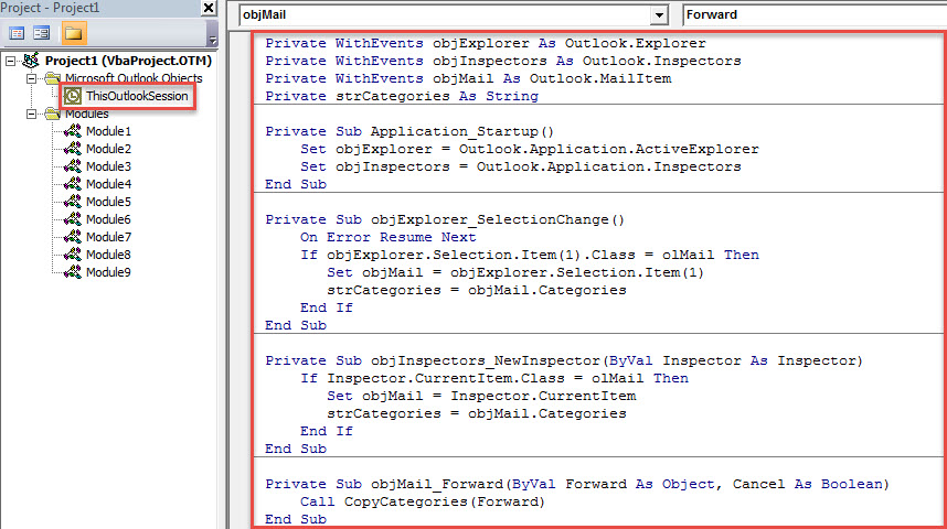 VBA Code - Auto Apply the Categories of an Email to All Its Replies and Forwards