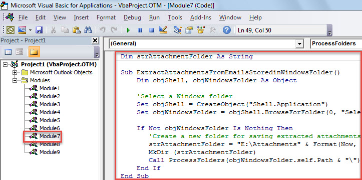 VBA Code - Extract Attachments from All Outlook Message Files in a Windows Folder