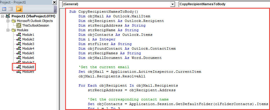 VBA Code - Insert Recipient Names to Email Body