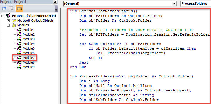 VBA Code - Get All Emails' Forwarded Status