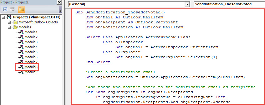 VBA Code - Send a Notification Email to Those Haven't Voted