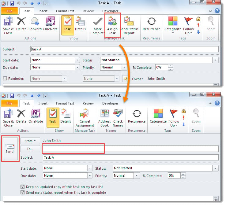 task assignment outlook