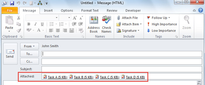 Attached Tasks in Email