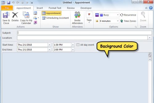 How to Preset the Background Color of New Appointments in Your Outlook