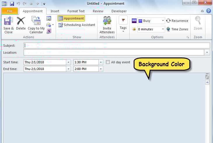 Background Color in New Appointment