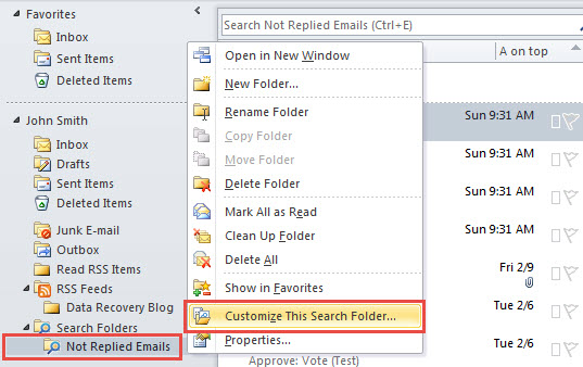Customize This Search Folder
