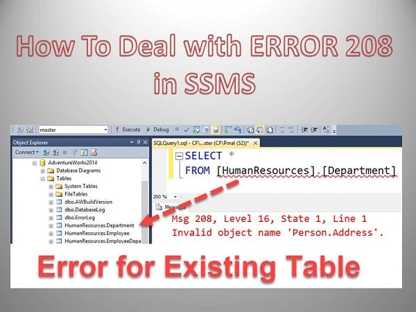 Dealing With Database Context Error 208 In SQL Server