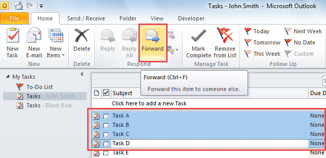 Forward Selected Tasks