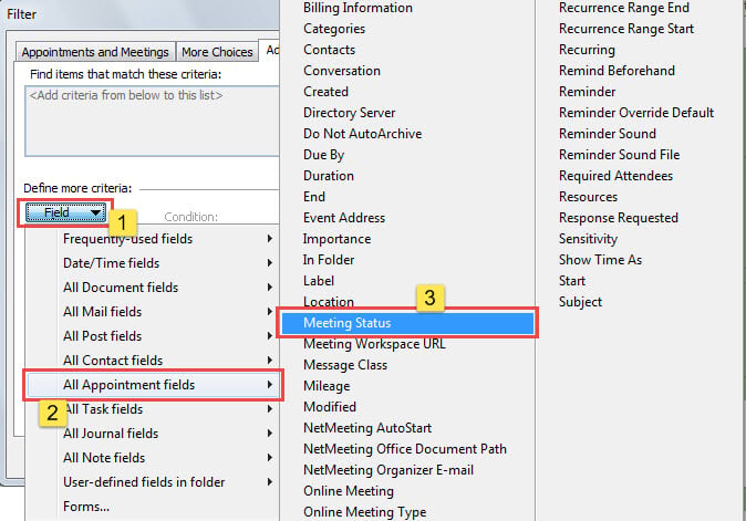 Choose "Meeting Status" Field