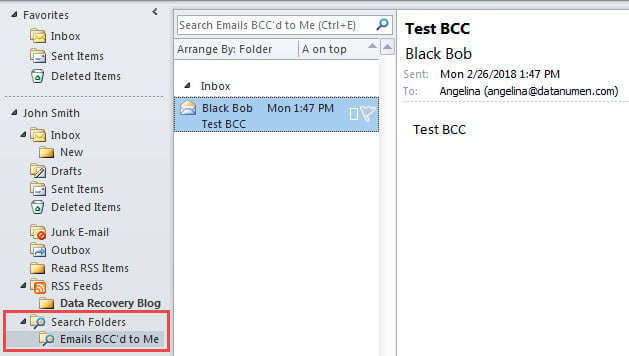New Search Folder for Emails BCC'd to You