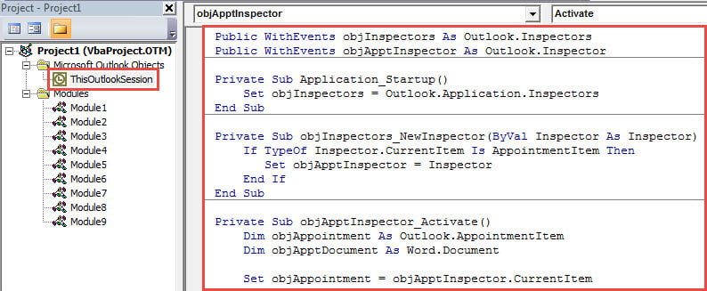 VBA Code - Preset the Background Color of New Appointments