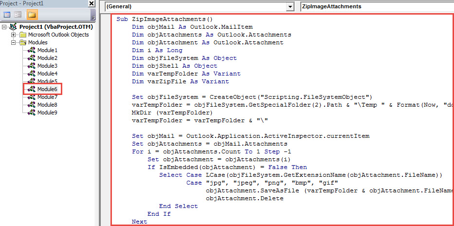 VBA Code - Zip All Image Attachments after Attaching