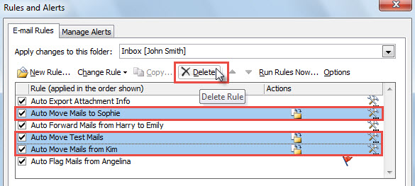 Batch Delete Selected Rules