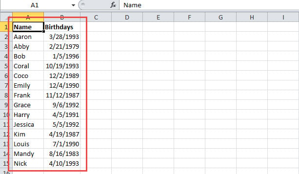 Sample Excel Worksheet