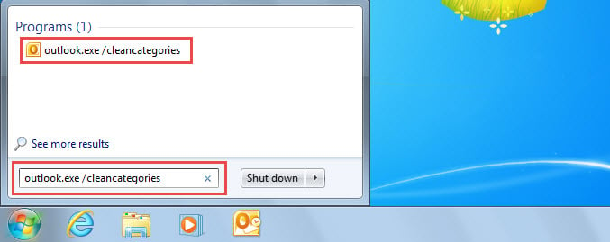 Run Command Line - outlook.exe /cleancategories
