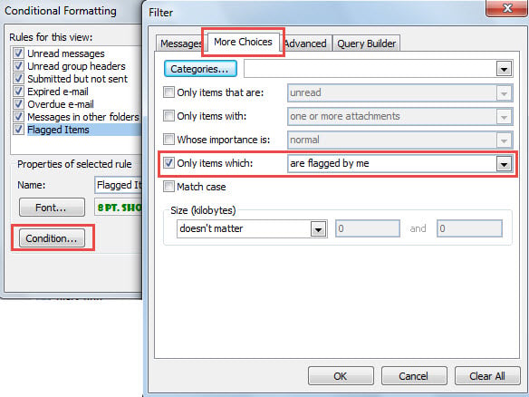 Set Conditional Formatting Rule Filters