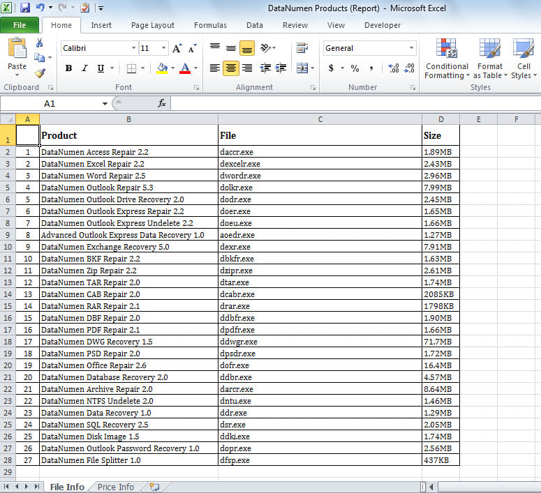 Source Excel Worksheet