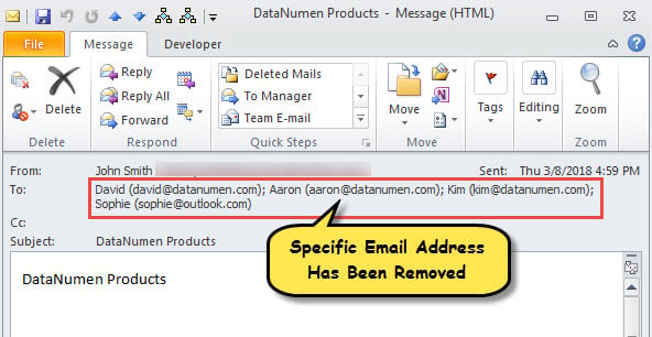 Specific Email Address Has Been Removed