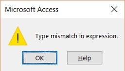 Type Mismatch Error In MS Access 