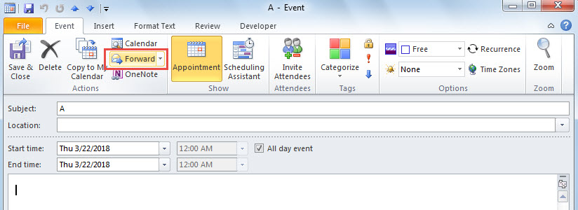 Forward a Calendar Item