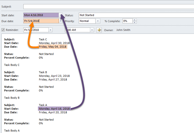 Manually Change Start and Due Date