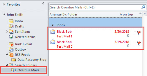 Overdue Emails in Search Folder