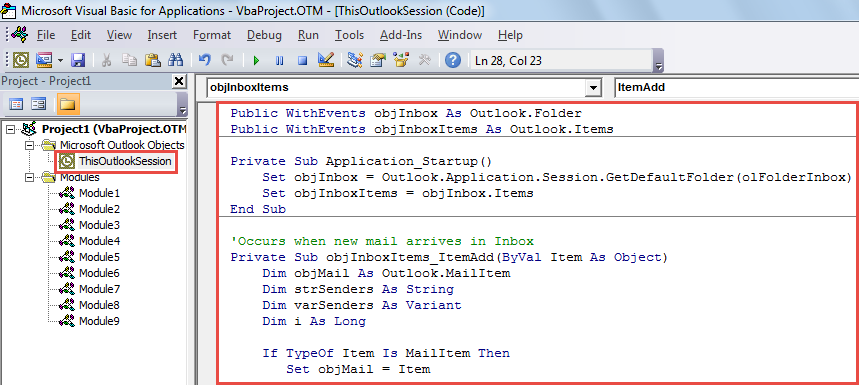 VBA Code - Auto Open All Incoming Emails from Specific Persons