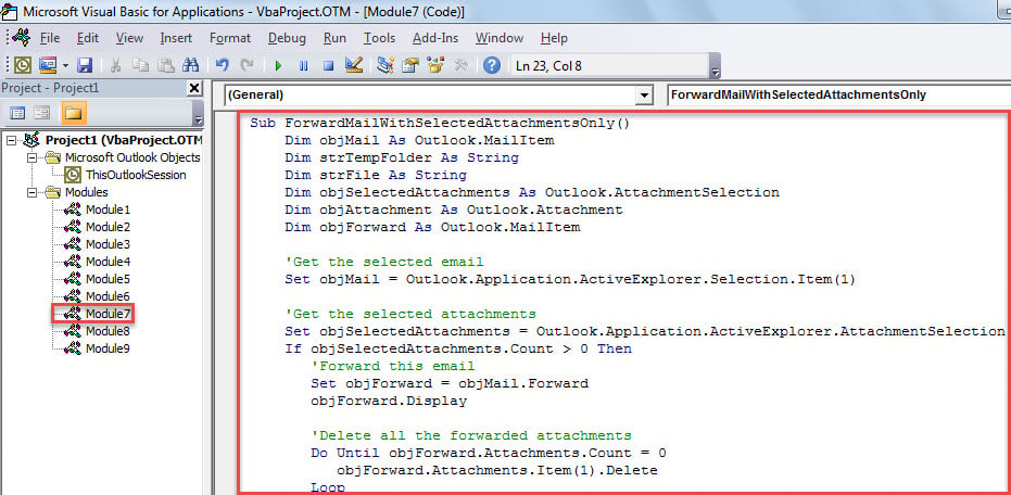 VBA Code - Quickly Forward an Email with Selected Attachments Only