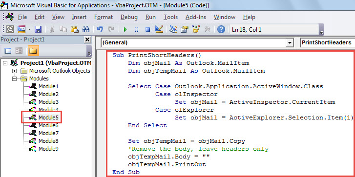 VBA Code - Print Normal Header